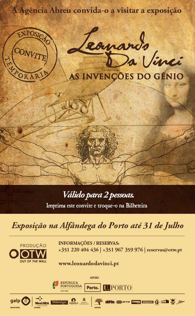 Convite Exposição "Leonardo DaVinci - Invenções do Génio"